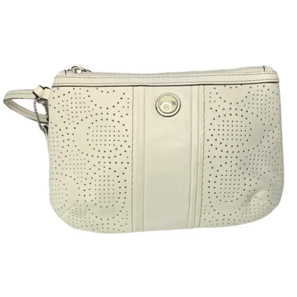 COACH Logo Perforated C's Leather Wristlet